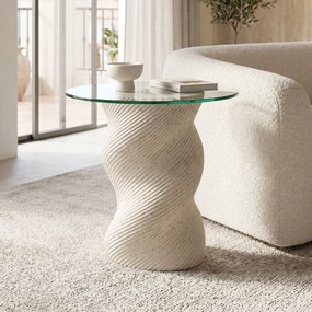 Masuta De Cafea Rotunda Kivana Aspect Travertin MGO D40x63 Cm