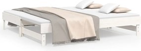 vidaXL Pat de zi extensibil, alb, 2x(75x190) cm, lemn masiv de pin