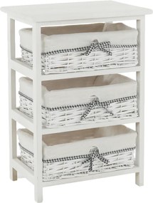 Comodă, 3 coşuri, alb antichizat, RUBY 3