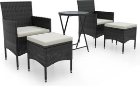 vidaXL Set mobilier bistro grădină 3 piese negru poliratan și sticlă