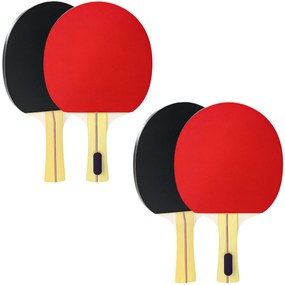SPORTNOW Set 4 Palete Ping Pong și 8 Mingi cu Husă Roșu și Negru | Aosom Romania