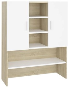 Dulap masina de spalat, alb si stejar sonoma, 70,5x25,5x90 cm alb si stejar sonoma