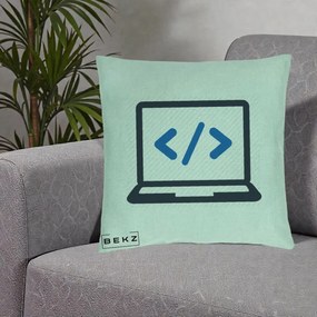 Perna Personalizata Laptop Cod HTML, 40x40 cm, Verde Menta, Husa Detasabila, Perna Inclusa, BEKZ®