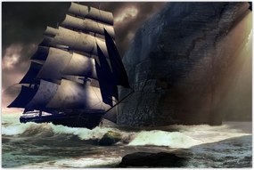 Tablou - Navă printre recife (90x60 cm)