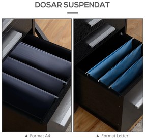 HOMCOM Dulap Portadocumente din Lemn cu 3 Sertare cu Chei de Securitate și 5 Roți, 39.2x40x65.4 cm, Negru | Aosom Romania