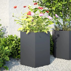 vidaXL Jardiniere grădină, 2 buc. antracit 46x40x45 cm oțel hexagonală