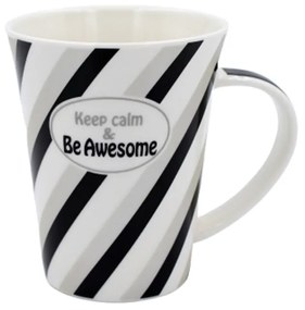 Cană din porțelan personalizată cu mesaj "Keep calm and Be Awesome"