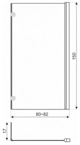 Paravan de baie Cristal 21, 150x82 cm, profil cromat, sticlă transparentă