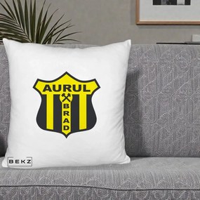 Perna Personalizata Aurul Brad Fotbal, 40x40 cm, Alb Pufos, Husa Detasabila, Perna Inclusa, BEKZ®