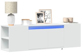 vidaXL Dulap TV de perete cu lumini LED, alb, 135x31x39,5 cm