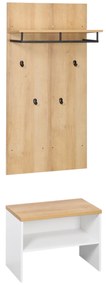 HOMCOM Entryway Organizer with Shoe Bench, Shoe Rack, Hall Tree with 4 Hooks, Coat Rack for Hallway, White and Natural | Aosom Romania