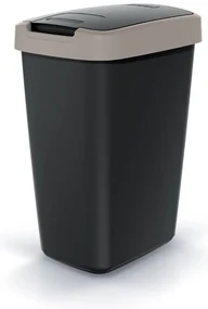 Coș de gunoi cu capac colorat, 12 l, maro/negru
