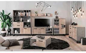 Zondo Vitrină Bareni 2D1W (stejar nisipiu + gri). 1034125