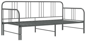 324754 vidaXL Cadru pat canapea extensibilă, gri, 90 x 200 cm, metal
