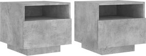 vidaXL Noptiere cu lumini LED, 2 buc., gri beton, 40x39x37 cm