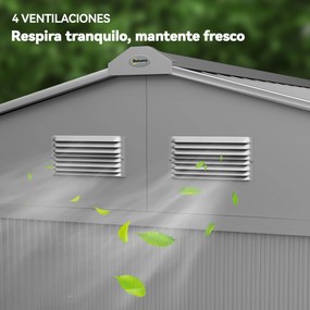 Outsunny Șopron de Grădină Exterior 4,9 m² 277x195x192 cm cu Ușă Culisantă Ventilație și Kit de Fundație Gri | Aosom Romania