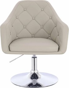 HR831N Scaun Ecru Piele Ecologica Premium Soft cu Bază Cromata