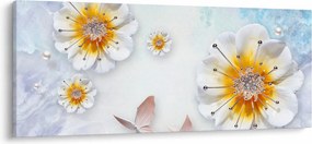 Tablou - Copoziția flori și fluturi (120x50 cm)