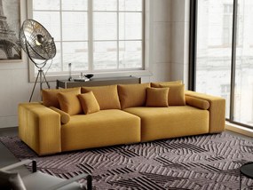 Canapea extensibilă dumonde cu ladă de depozitare si sezut confortabil din spuma high-density, Marbela Zoom Mustar XXL 295x100 cm