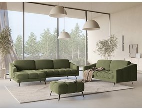 Colțar verde cu tapițerie din catifea (cu colț pe partea stângă) Nalu – Makamii