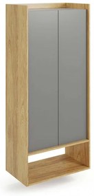 Dulap modular Mobius 2D natur/gri – H179 cm