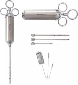 Seringa pentru marinat carne Klausberg KB 7842, 60 ml, 3 ace, Otel inoxidabil, Fara BPA, Argintiu