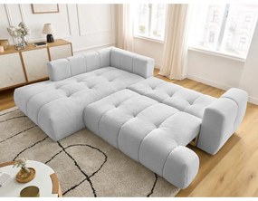 Colțar gri deschis extensibil/cu spațiu de depozitare (cu colț pe partea stângă/în formă de ”L”) Fuji – Bobochic Paris