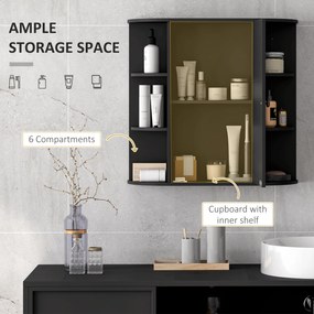 Homcom Dulapior Baie cu Oglinda – Lemn Alb 66×17×63 cm | Aosom Romania