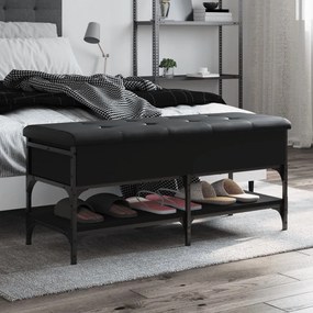 835197 vidaXL Bancă de pantofi, negru, 102x42x45 cm, lemn prelucrat