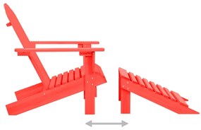 Scaun de gradina Adirondack cu taburet, rosu, lemn masiv brad 1, Rosu