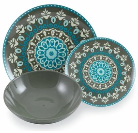 Set 18 farfurii din gresie și porțelan Villa d'Este Cala, multicolor