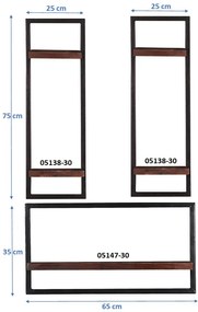 Set rafturi de perete din lemn reciclat, 3 buc