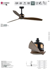 Ventilator de tavan cu telecomanda design modern COPPER