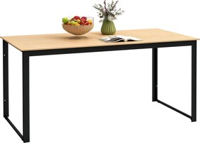 Outsunny Masă de grădină pentru 6 persoane 160 x 80 cm, rezistentă la intemperii, masă balcon cu blat cu lamele, masă buffet outdoor Teak | Aosom Romania