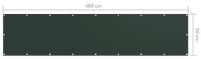 Paravan de balcon, verde inchis, 90x400 cm, tesatura oxford Verde inchis, 90 x 400 cm