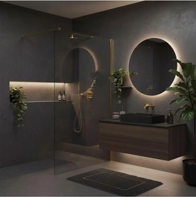 Paravan de dus Rea Flexi Transparent 130 cm auriu periat