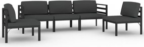 vidaXL Set mobilier de grădină cu perne, 5 piese, antracit, aluminiu