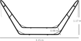 Outsunny Suport pentru hamac pentru 2 persoane, cadru pentru hamac din metal portabil și reglabil, pentru hamace de 2,75 până la 4,3 m, Negru | Aosom Romania