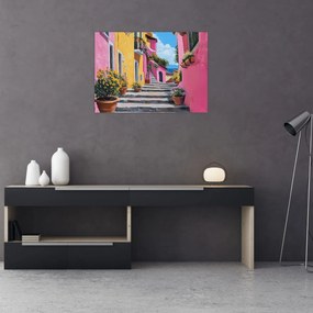 Tablou pe sticlă - Alee roz (70x50 cm)