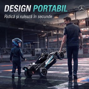 AIYAPLAY Mașină Electrică Pentru Copii Mercedes-AMG PETRONAS F1, 12V, Telecomandă, PP, Plastic, 123x66x39 cm, Negru | Aosom Romania