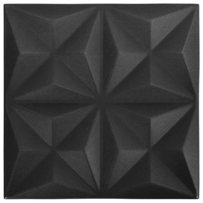 Panouri de perete 3D 48 buc. negru 50x50 cm model origami 12 m   48, Negru origami