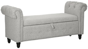 HOMCOM Banca cu depozitare, canapea cu două funcții în material textil aspect lin cu picioare de lemn 146,5 x 49 x 72 cm gri | Aosom Romania