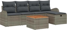 vidaXL Set de canapele pentru grădină cu pernă 6 pcs Gri Rattan poli
