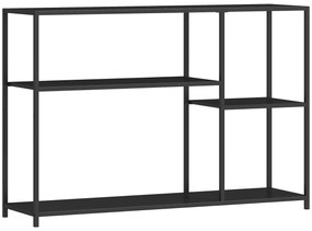 HOMCOM Consolă meuble îngustă cu 4 nivele stil industrial cadru din oțel, 110 x 30 x 75 cm, negru | Aosom Romania