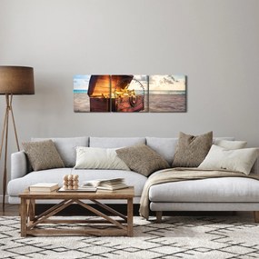 Tablou - Comoară pe plajă (cu ceas) (90x30 cm)