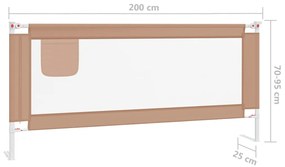 Balustrada de protectie pat copii, gri taupe, 200x25 cm, textil 1, Gri taupe, 200 x 25 cm