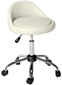 HOMCOM Taburet de lucru rotativ cu role, reglabil pe înălțime, 50 cm x 50 cm x 83 cm, Alb | Aosom Romania