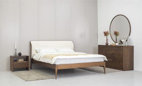 Pat lemn masiv Bordo Tapitat 140/160/180x200 cm - 180x200