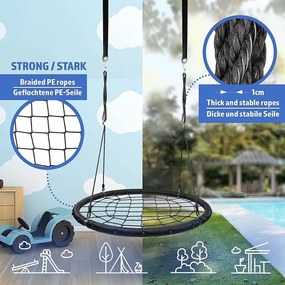 Physionics leagăn în formă de cerc, plasă, 120 cm, negru