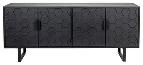 Comodă neagră joasă din lemn de pin 140x58 cm Linc – White Label